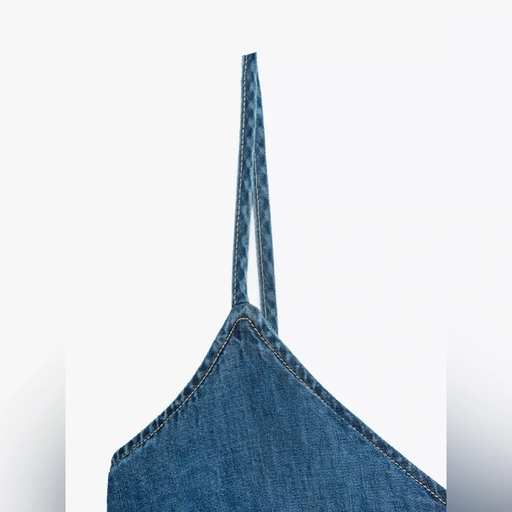 Zara Denim Strappy Midi Dress NWT - Picture 7 of 11